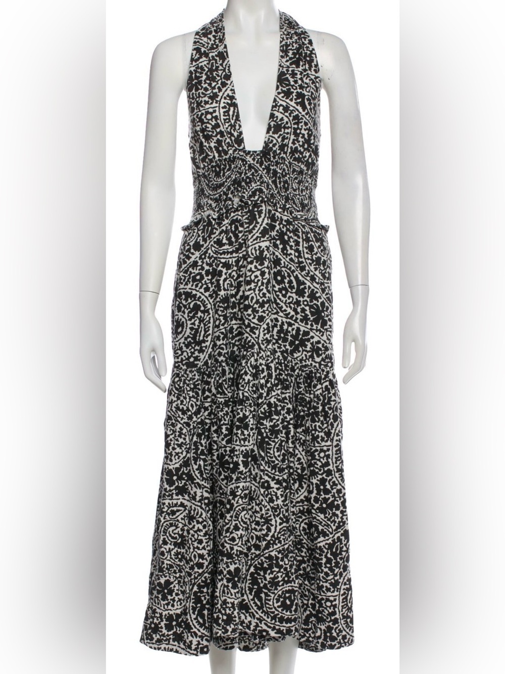 Black & White Paisley Halter Maxi Dress - Me + Em